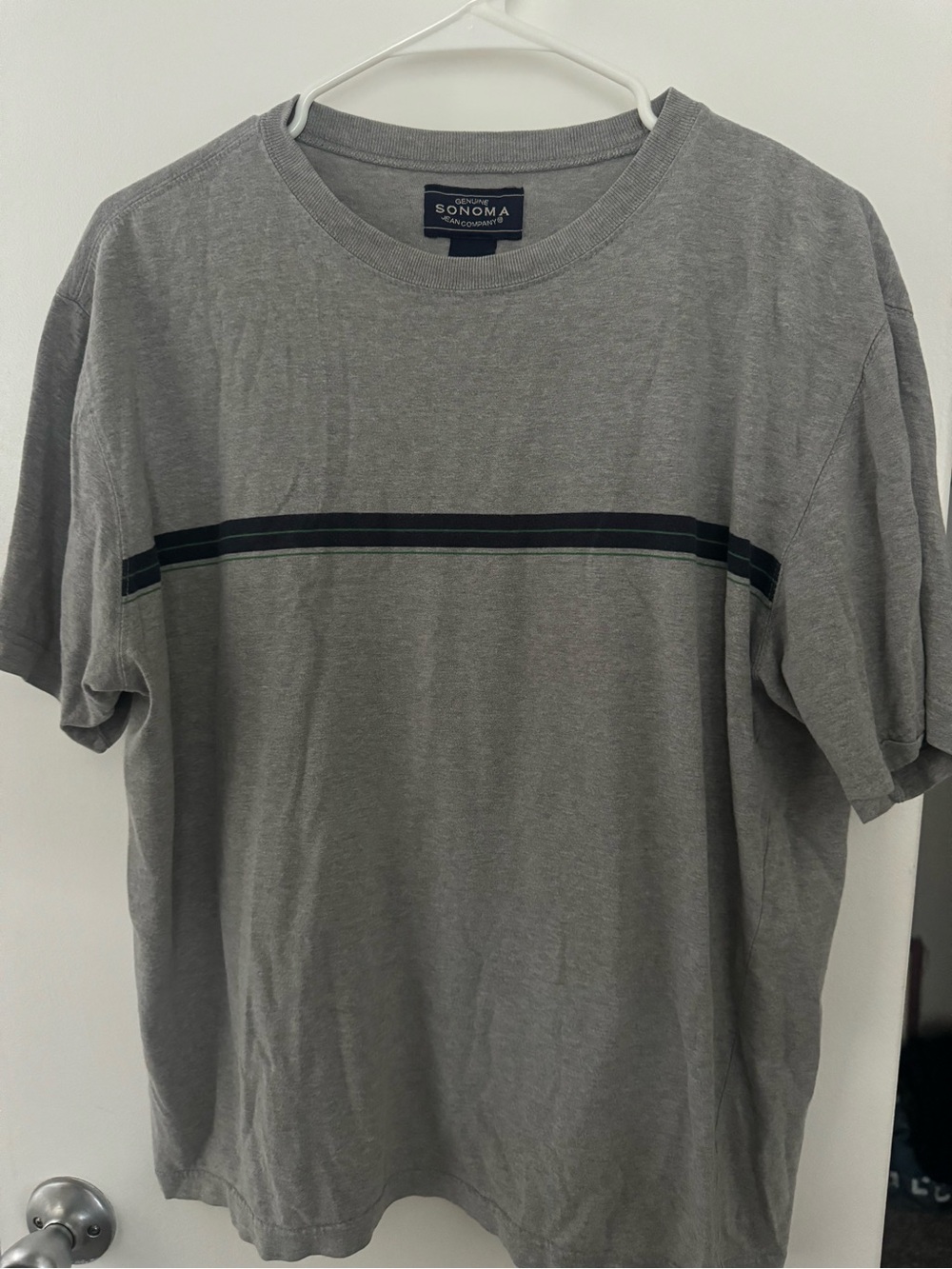 Sonoma Gray Short-Sleeve Tee with Horizontal Stripes